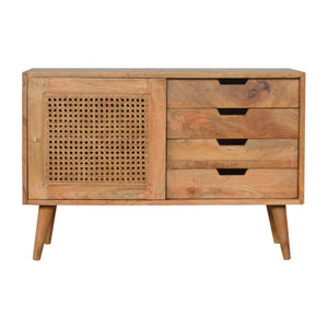 Larissa 4 Drawer Cabinet | Solid Mango Wood | Natural Finish | Compact Storage