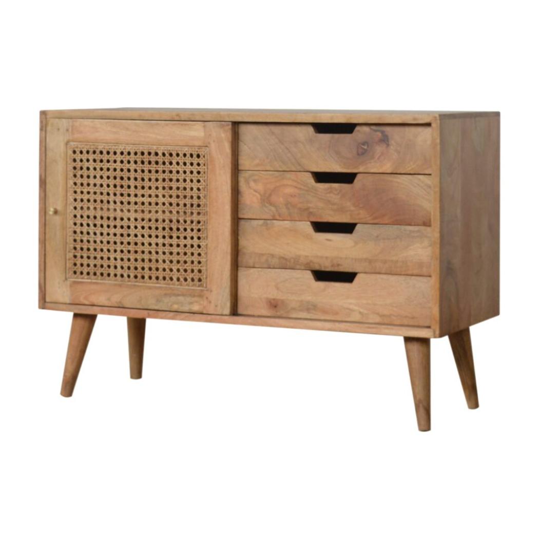 Larissa 4 Drawer Cabinet | Solid Mango Wood | Natural Finish | Compact Storage