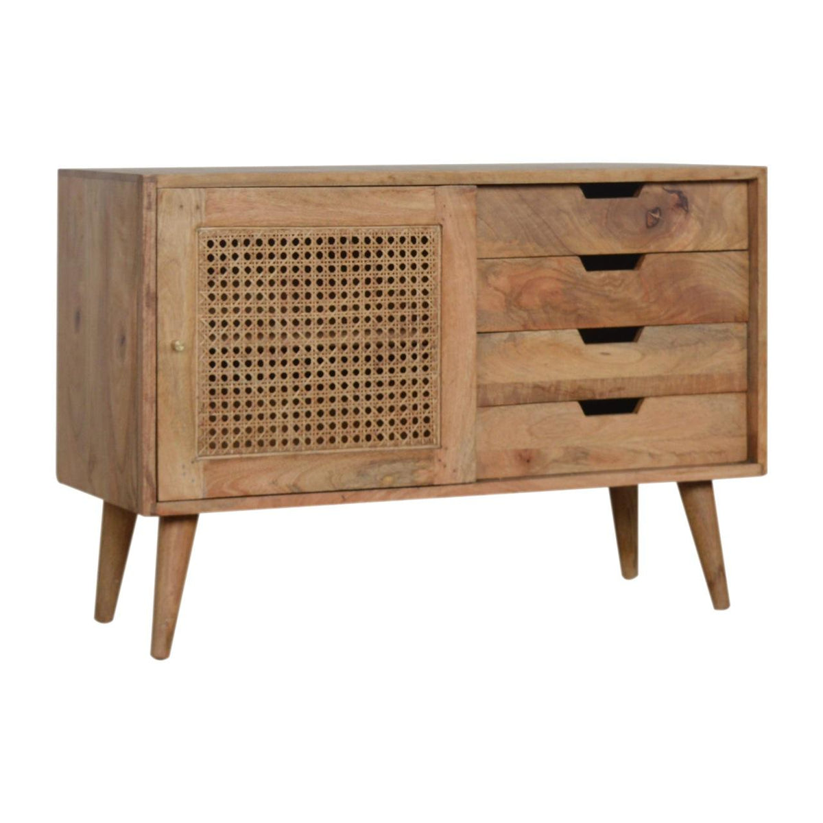 Larissa 4 Drawer Cabinet | Solid Mango Wood | Natural Finish | Compact Storage