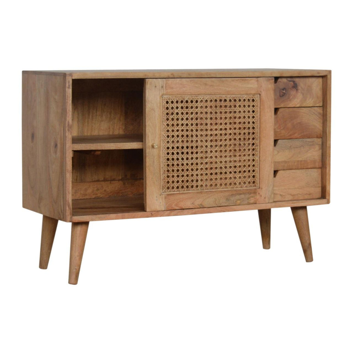 Larissa 4 Drawer Cabinet | Solid Mango Wood | Natural Finish | Compact Storage