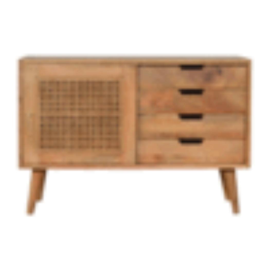 Larissa 4 Drawer Cabinet | Solid Mango Wood | Natural Finish | Compact Storage
