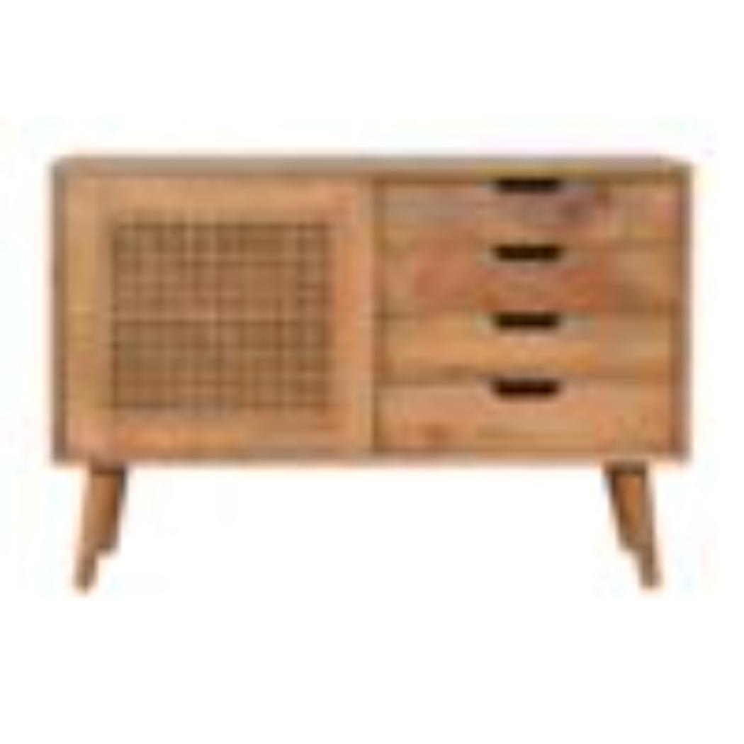 Larissa 4 Drawer Cabinet | Solid Mango Wood | Natural Finish | Compact Storage
