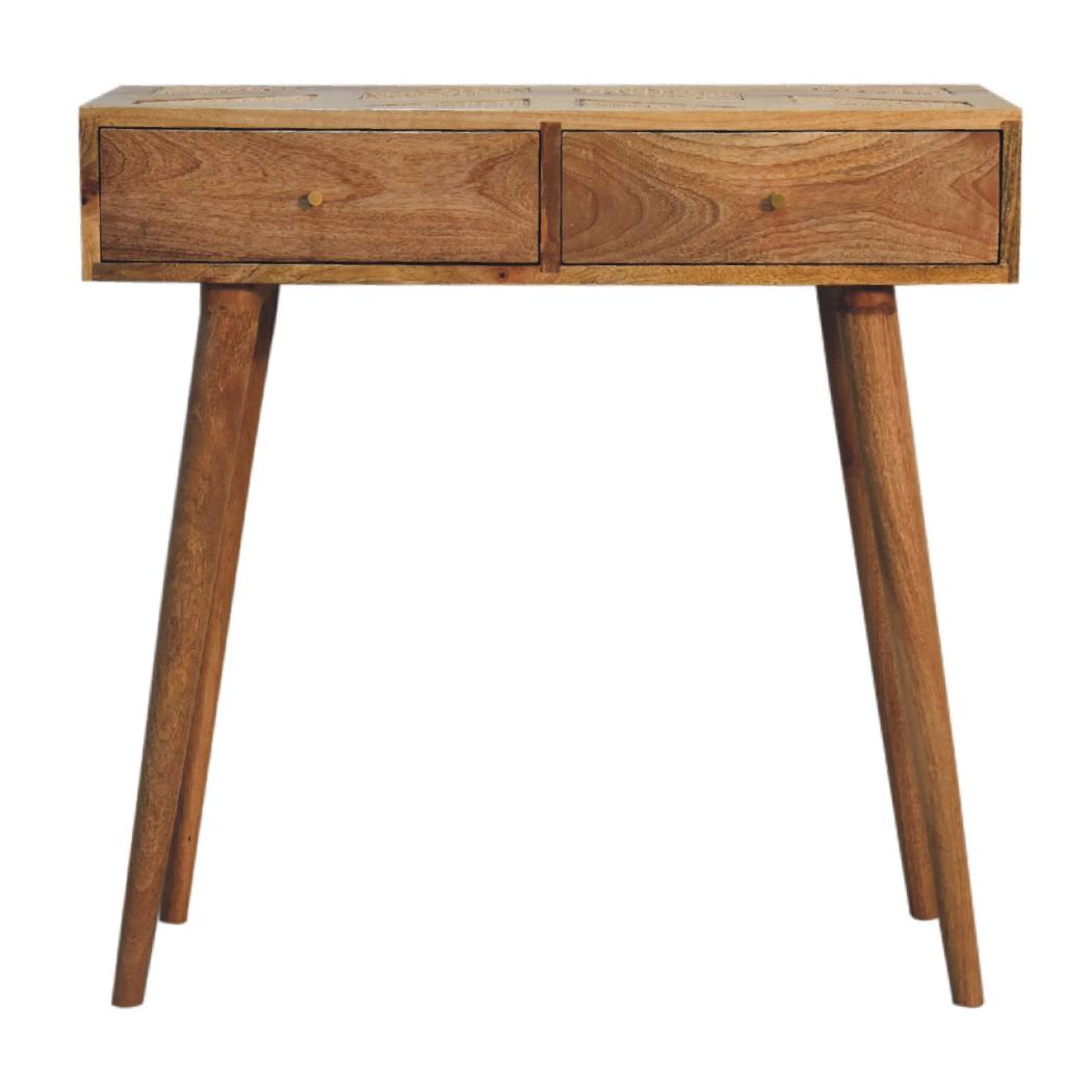Larissa Aztec Console Table | Solid Mango Wood & Woven Detail | Natural Wood Finish | Hand-Woven Detail
