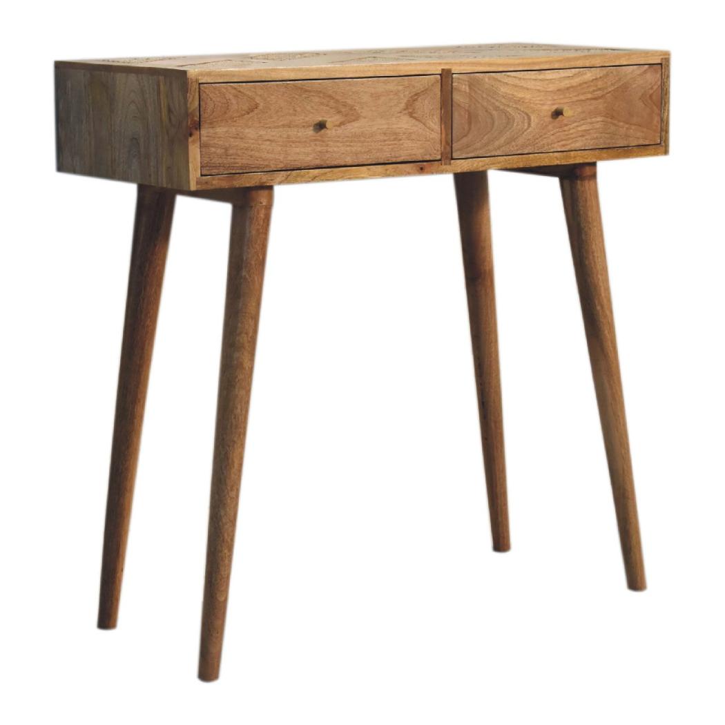 Larissa Aztec Console Table | Solid Mango Wood & Woven Detail | Natural Wood Finish | Hand-Woven Detail