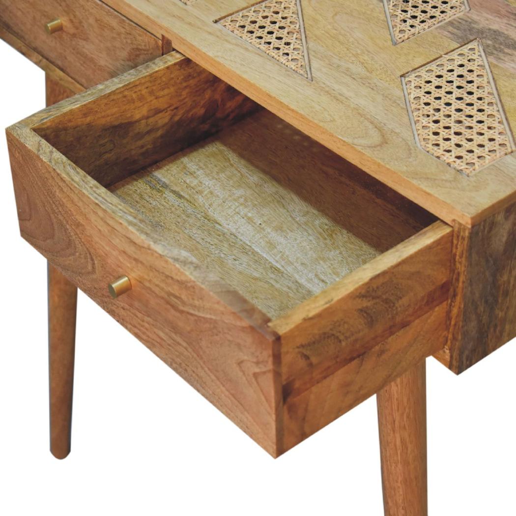 Larissa Aztec Console Table | Solid Mango Wood & Woven Detail | Natural Wood Finish | Hand-Woven Detail