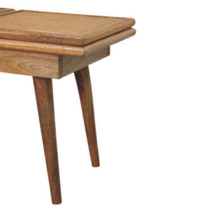 Larissa Cane Bench | Solid Mango Wood | Oak-ish Finish | Triple Accent