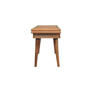 Larissa Cane Bench | Solid Mango Wood | Oak-ish Finish | Triple Accent