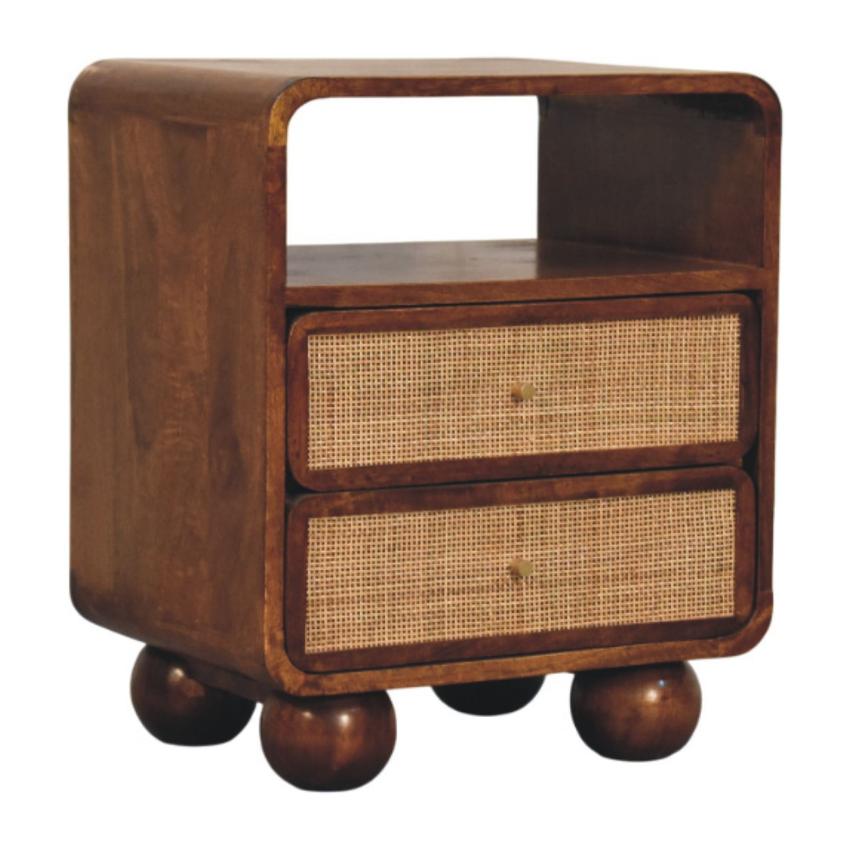 Larissa Chestnut Nightstand | 2 Drawer Bedside Table | Warm Timber Bedroom Storage