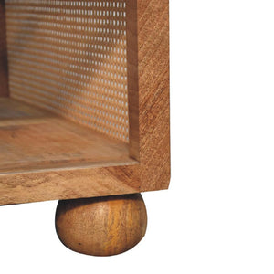 Larissa Large Rattan Coffee Table | Solid Mango Wood | Oak Finish | Open Shelf Coffee Table