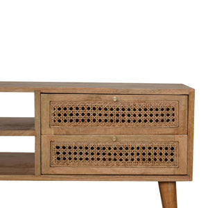 Larissa Media Unit | Solid Mango Wood | Natural Finish | Mid-Century TV Console