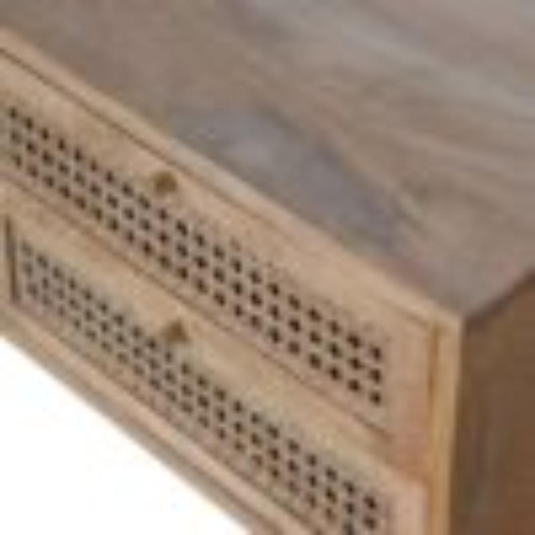 Larissa Media Unit | Solid Mango Wood | Natural Finish | Mid-Century TV Console