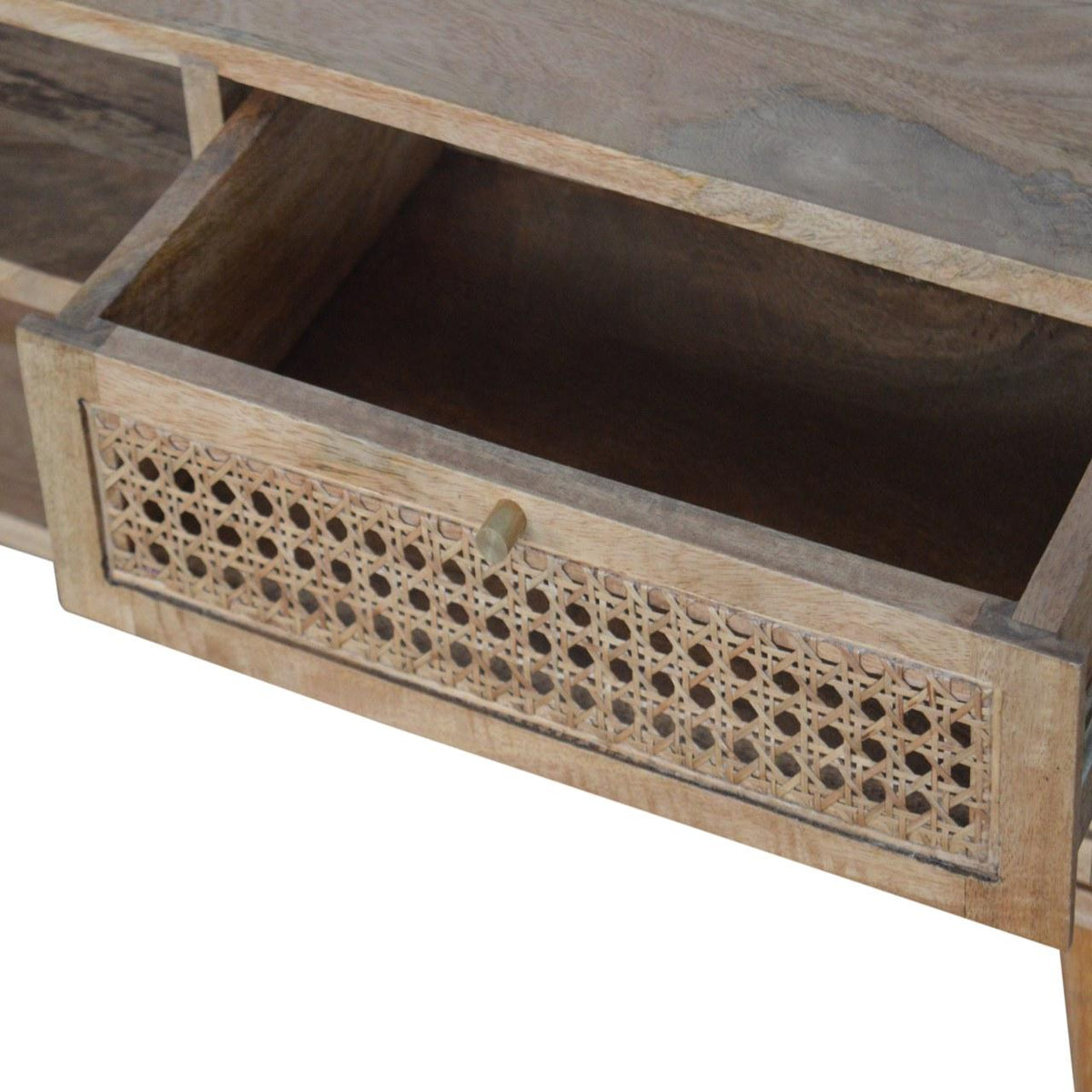 Larissa Media Unit | Solid Mango Wood | Natural Finish | Mid-Century TV Console