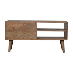 Larissa Media Unit | Solid Mango Wood | Natural Finish | Mid-Century TV Console