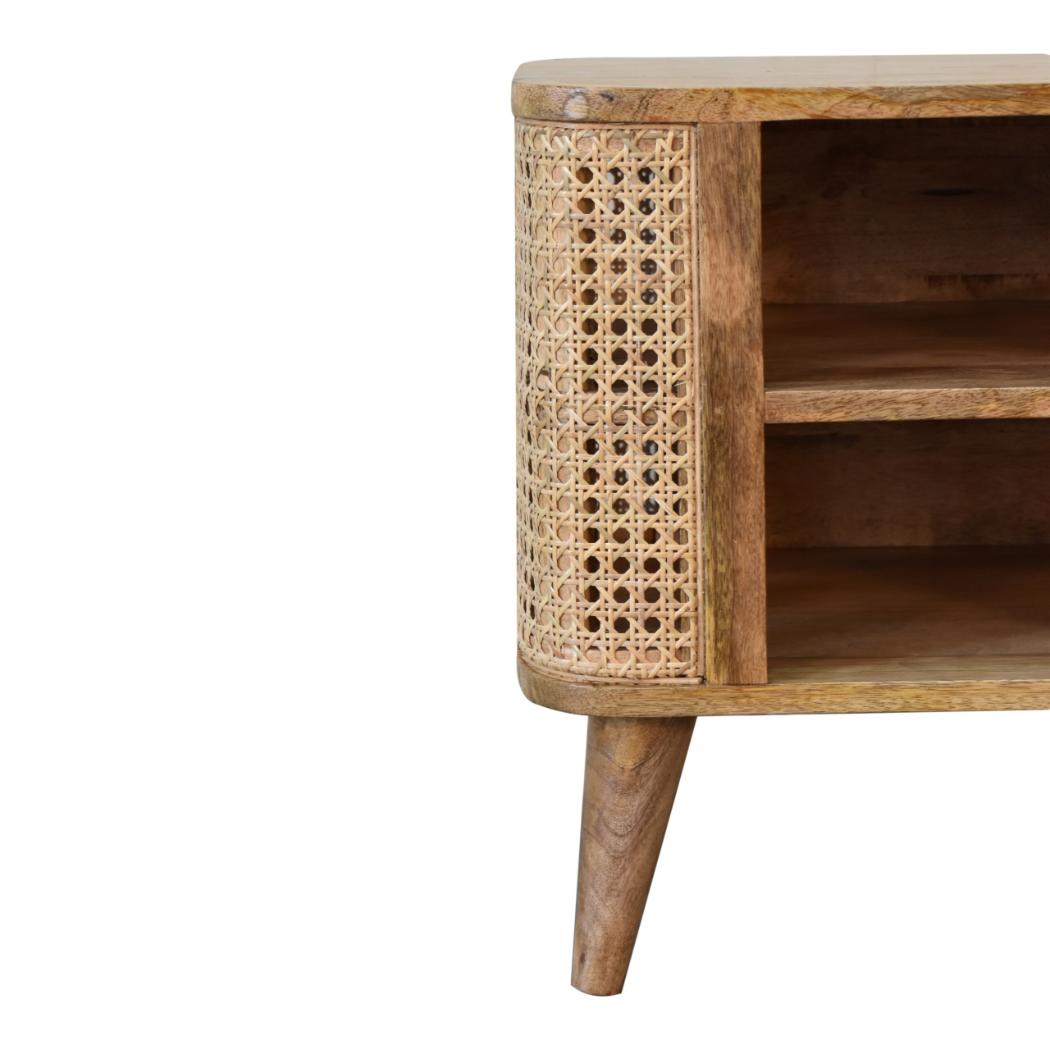 Larissa Open Bedside Table | Solid Mango Wood | Oak Finish | 2 Mini Drawers
