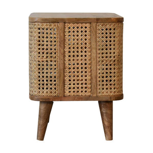 Larissa Open Bedside Table | Solid Mango Wood | Oak Finish | 2 Mini Drawers