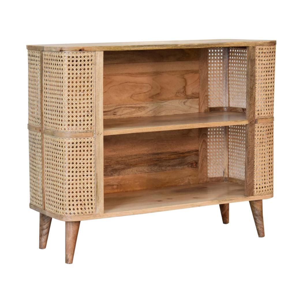 Larissa Open Display Cabinet | Solid Mango Wood | Oak Finish | 2 Shelves