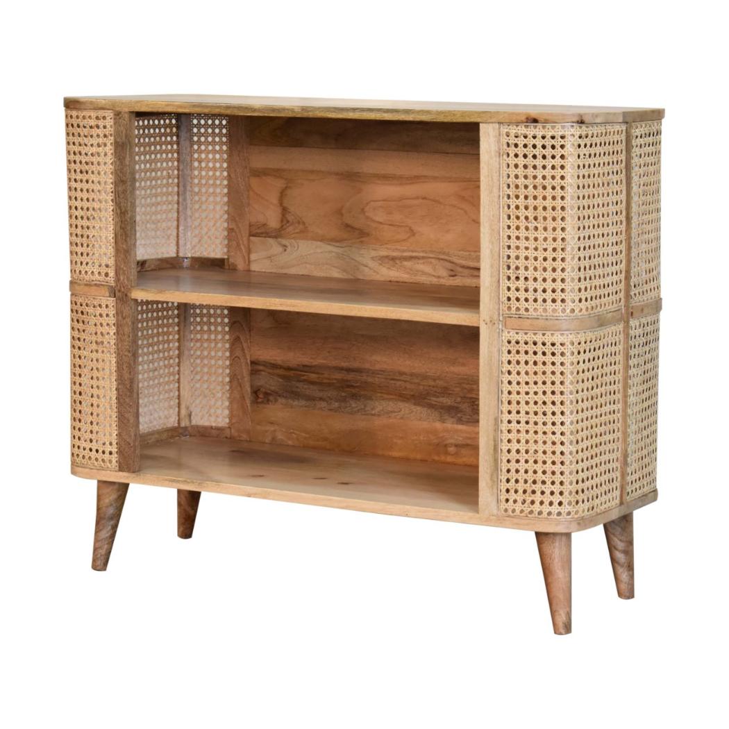 Larissa Open Display Cabinet | Solid Mango Wood | Oak Finish | 2 Shelves