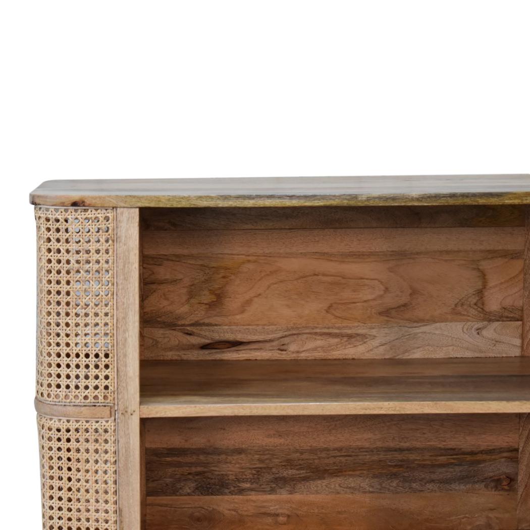 Larissa Open Display Cabinet | Solid Mango Wood | Oak Finish | 2 Shelves
