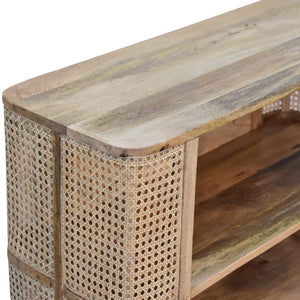 Larissa Open Display Cabinet | Solid Mango Wood | Oak Finish | 2 Shelves