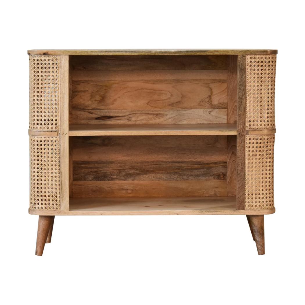 Larissa Open Display Cabinet | Solid Mango Wood | Oak Finish | 2 Shelves