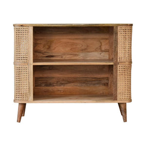 Larissa Open Display Cabinet | Solid Mango Wood | Oak Finish | 2 Shelves