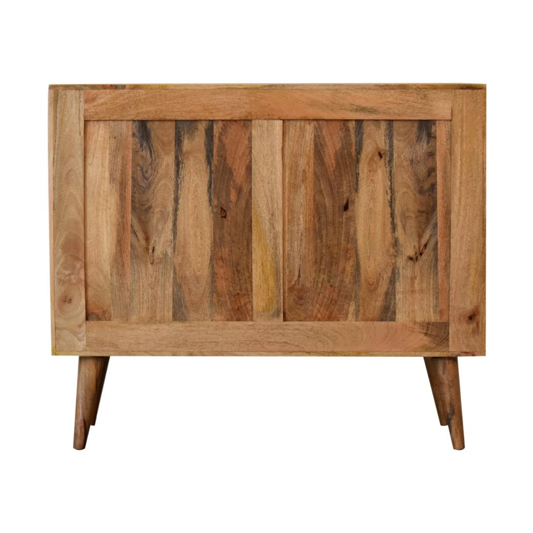 Larissa Rattan Cabinet | Solid Mango Wood | Oak Finish | Door & 4 Drawers