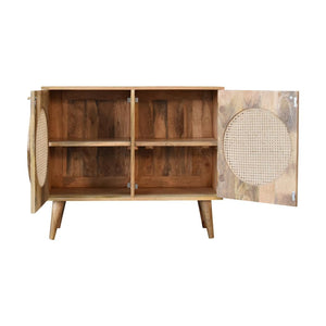 Larissa Rattan Cabinet | Solid Mango Wood | Oak Finish | Door & 4 Drawers