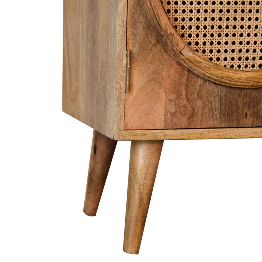 Larissa Rattan Cabinet | Solid Mango Wood | Oak Finish | Door & 4 Drawers