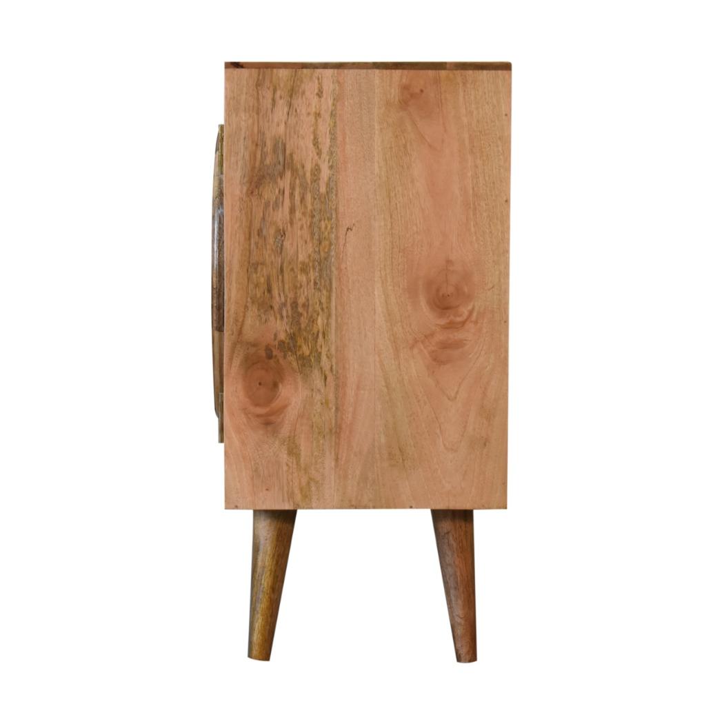 Larissa Rattan Cabinet | Solid Mango Wood | Oak Finish | Door & 4 Drawers