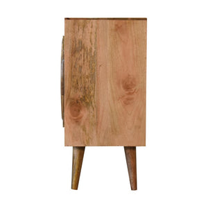 Larissa Rattan Cabinet | Solid Mango Wood | Oak Finish | Door & 4 Drawers