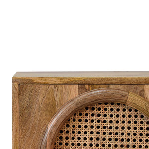 Larissa Rattan Door Bedside | Solid Mango Wood | Oak Finish | Nordic Legs