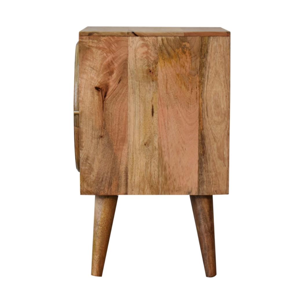 Larissa Rattan Door Bedside | Solid Mango Wood | Oak Finish | Nordic Legs