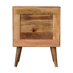 Larissa Rattan Door Bedside | Solid Mango Wood | Oak Finish | Nordic Legs