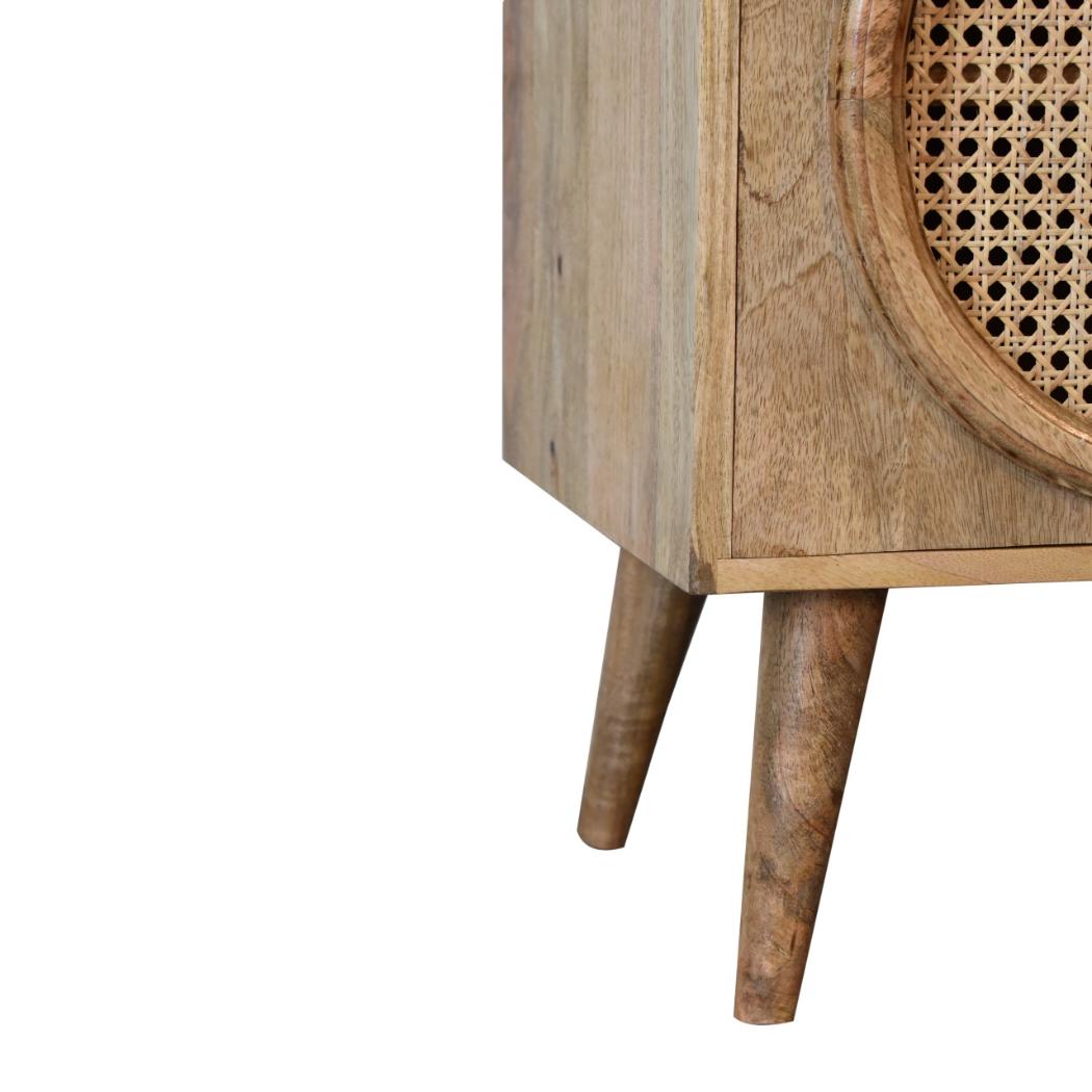 Larissa Rattan Sideboard | Solid Mango Wood | Oak Finish | 3 Drawers