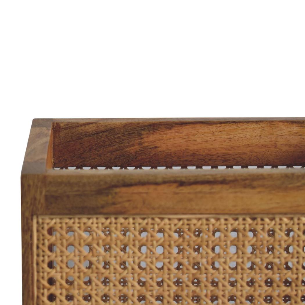 Larissa Rattan Storage Basket | Solid Mango Wood | Oak Finish | Woven Storage Box