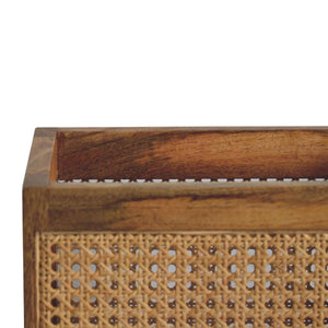 Larissa Rattan Storage Basket | Solid Mango Wood | Oak Finish | Woven Storage Box