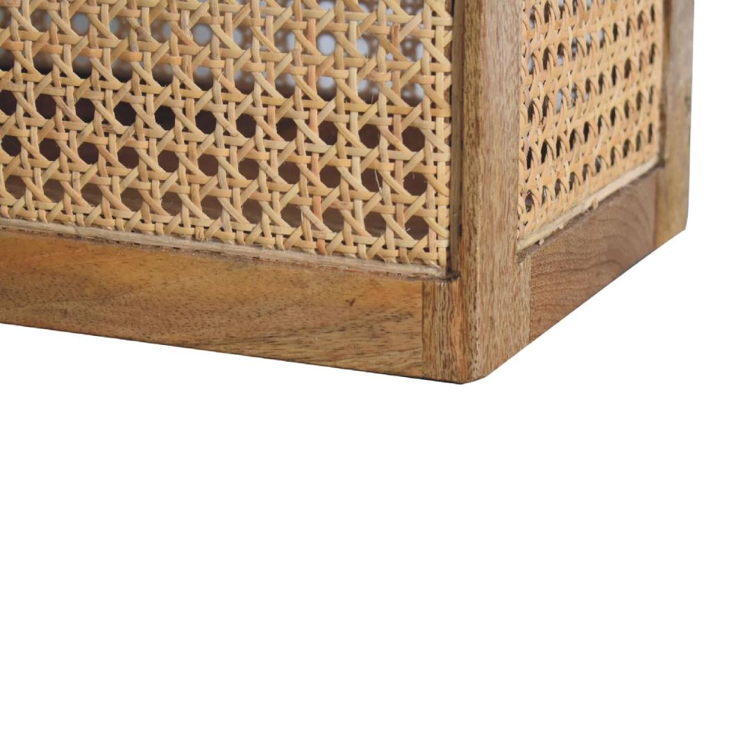 Larissa Rattan Storage Basket | Solid Mango Wood | Oak Finish | Woven Storage Box