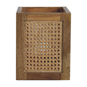 Larissa Rattan Storage Basket | Solid Mango Wood | Oak Finish | Woven Storage Box