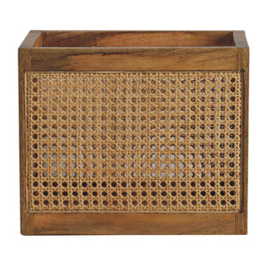 Larissa Rattan Storage Basket | Solid Mango Wood | Oak Finish | Woven Storage Box