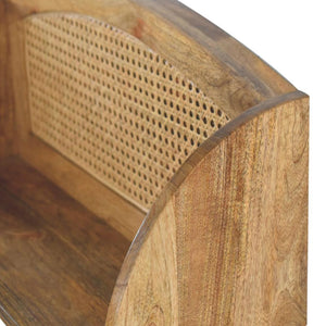Larissa Rattan Wall-Mounted Shelf | Solid Mango Wood | Oak Finish | Open Display Shelf