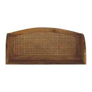 Larissa Rattan Wall-Mounted Shelf | Solid Mango Wood | Oak Finish | Open Display Shelf