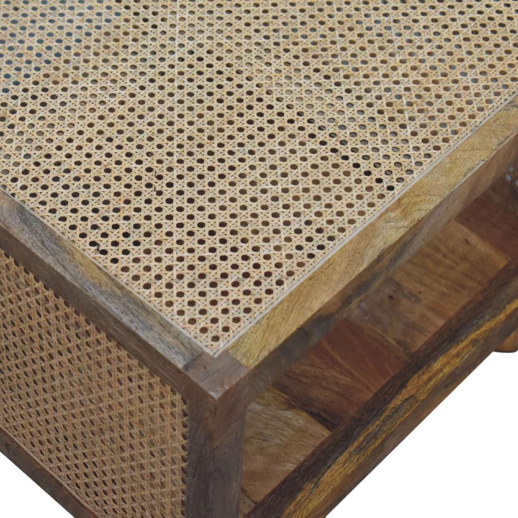 Larissa Small Rattan Coffee Table | Solid Mango Wood