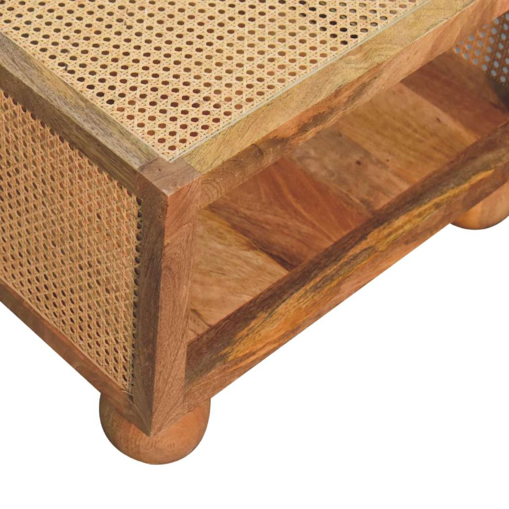 Larissa Small Rattan Coffee Table | Solid Mango Wood