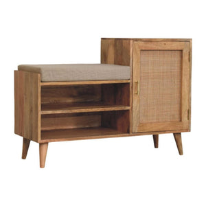Larissa Storage Bench | Solid Mango Wood | Oak-ish Finish | 2 Open Slots