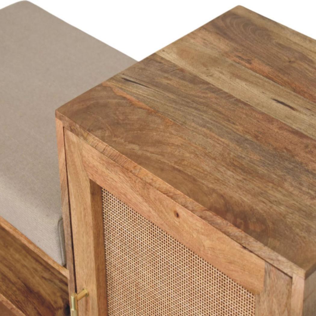 Larissa Storage Bench | Solid Mango Wood | Oak-ish Finish | 2 Open Slots