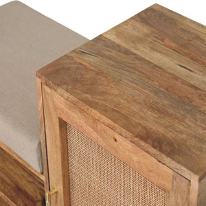 Larissa Storage Bench | Solid Mango Wood | Oak-ish Finish | 2 Open Slots