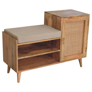 Larissa Storage Bench | Solid Mango Wood | Oak-ish Finish | 2 Open Slots