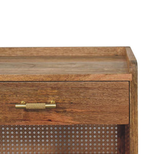 Larissa T-Bar Open Bedside Table | Solid Mango Wood | Open Shelf