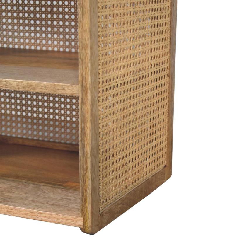 Larissa T-Bar Open Bedside Table | Solid Mango Wood | Open Shelf