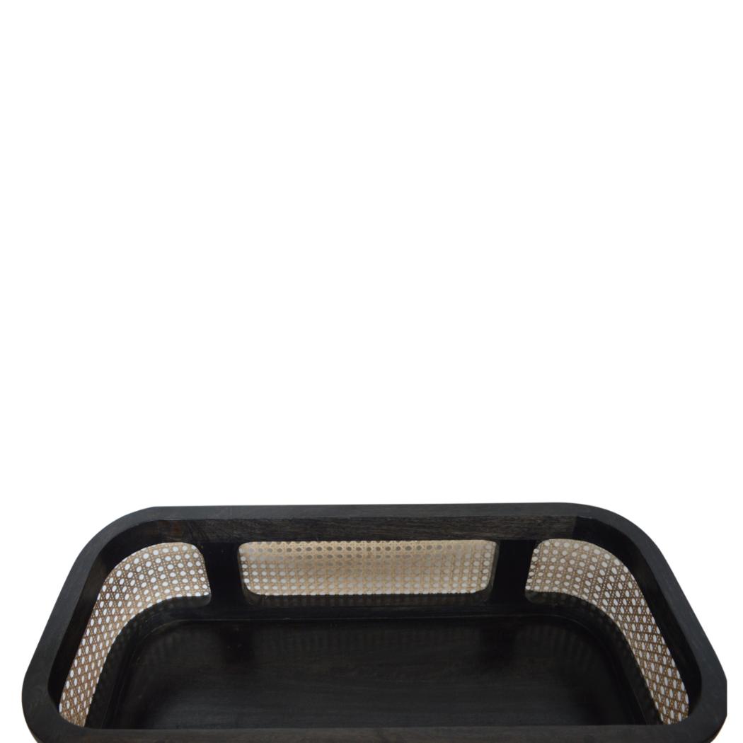 Larissa Tray Table | Solid Mango Wood | Carbon Black Finish | Removable Top Design